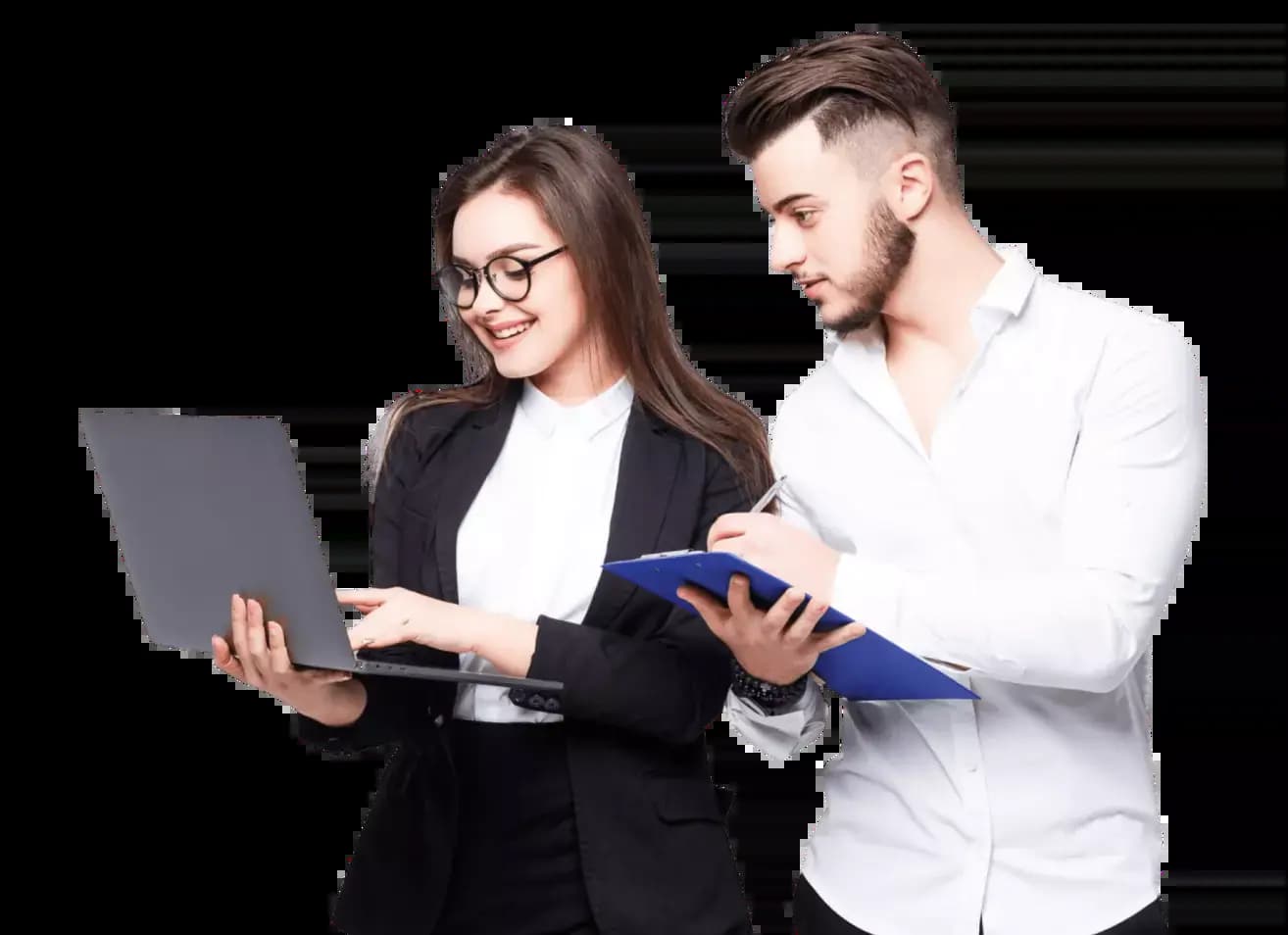 guy and girl with laptop